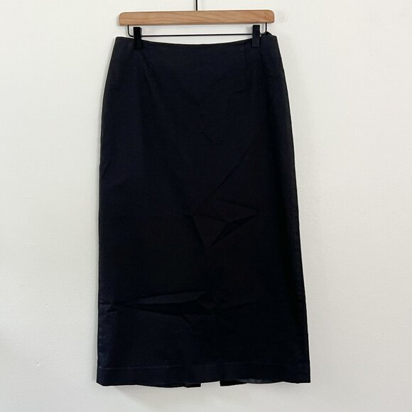 vintage gap // black cotton stretch midi skirt 8 - Picture 1 of 5